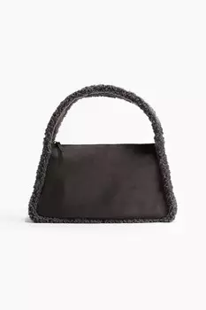 Сумка через плечо с отделкой из флиса тедди H&M, серый