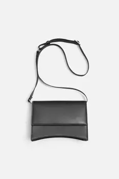 Сумка через плечо с откидным клапаном ZARA, черный