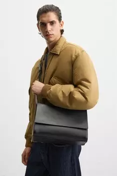 Сумка через плечо с откидным клапаном ZARA, черный
