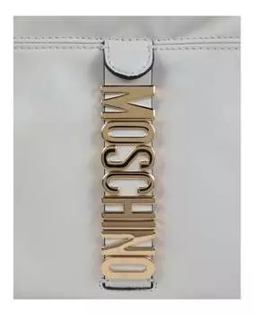 Сумка через плечо с поясом и шнурком с логотипом Moschino, слоновая кость