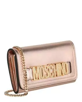 Сумка через плечо с поясом, украшенным кристаллами и логотипом Moschino, цвет Fantasy Print Pink