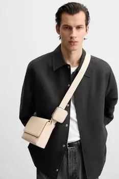 Сумка через плечо с прорезиненной текстурой ZARA, цвет Bone White