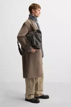 Сумка через плечо с пряжками ZARA, коричневый