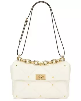 Сумка через плечо с римскими заклепками Valentino Garavani, цвет Ivory