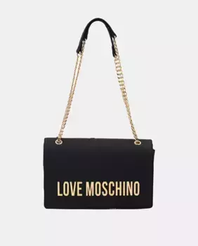 Сумка через плечо с ручкой-цепочкой, клапаном и застежкой на магнитную кнопку Love Moschino, черный