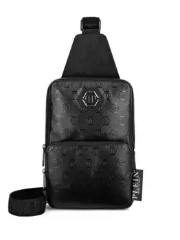 Сумка через плечо с тисненой монограммой Philipp Plein, черный