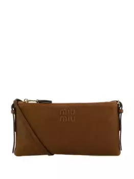 Сумка через плечо с тисненым логотипом MIU MIU, коричневый