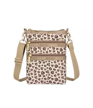 Сумка через плечо с тремя молниями LeSportsac, цвет latte heart leopard brown print
