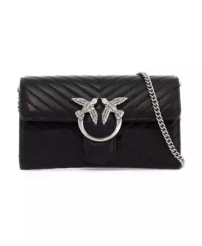 Сумка через плечо с узором Chevron и пряжкой Love Birds Pinko, черный