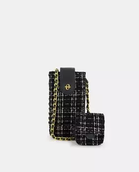 Сумка через плечо с узором «гусиные лапки» и магнитом Tintoretto, черный