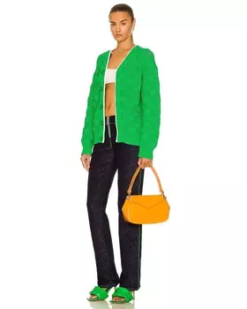 Сумка через плечо с V-образным кольцом Bottega Veneta, цвет Tangerine & Gold