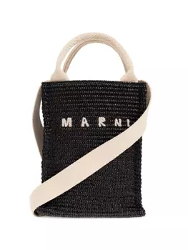 Сумка через плечо с вышитым логотипом Marni, черный