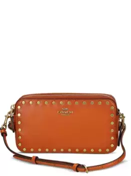 Сумка через плечо с заклепками Coach, коричневый