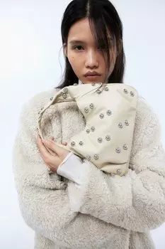 Сумка через плечо с заклепками H&M, бежевый