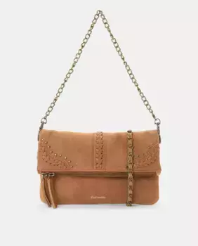 Сумка через плечо с заклепками и двойной цепочкой Tintoretto, цвет 730 Camel