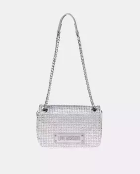 Сумка через плечо с заклепками и застежкой на пуговицы для одеяла Love Moschino, серебряный