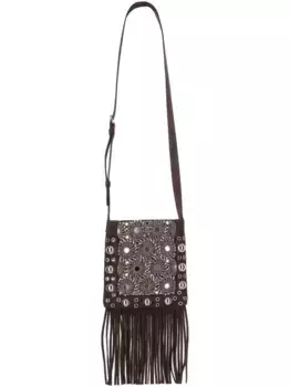 Сумка через плечо с зеркальной отделкой и бахромой VALENTINO GARAVANI, коричневый