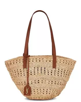 Сумка через плечо Saint Laurent Small Panier Raffia, цвет Naturale & Brick