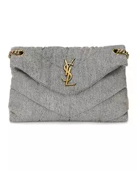 Сумка через плечо Saint Laurent Small Puffer Monogramme Denim Chain, цвет Denim Azur & Light Azur