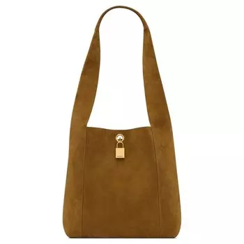 Сумка через плечо Saint Laurent Tanger Suede Hobo Shoulder Bag, цвет Biscuit Brown