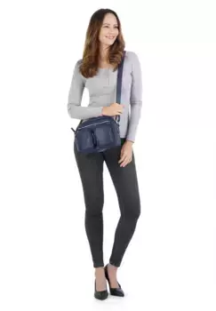 Сумка через плечо Samantha Look, натуральная кожа, производство Италия, синий