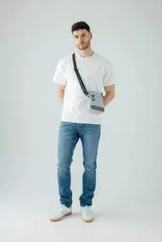 Сумка через плечо серого цвета SVNX, серый