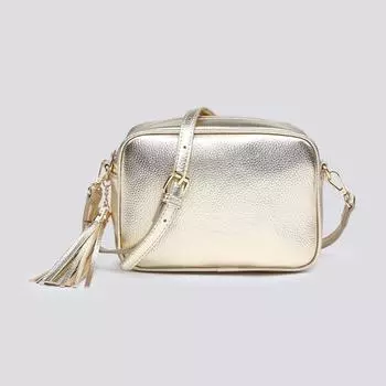 Сумка через плечо Shiny Metallic с кисточками и подвеской в виде фотоаппарата Kitise, золото