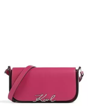 Сумка через плечо Signature из воловьей кожи Karl Lagerfeld, фуксия