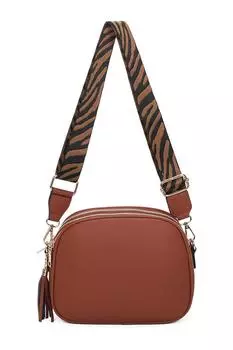 Сумка через плечо Simi с кисточками из искусственной кожи с тремя отделениями и холщовым ремешком Fontanella Fashion, коричневый