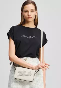 Сумка через плечо SKUARE FLAP GRAINY - Across body bag KARL LAGERFELD, кремовый