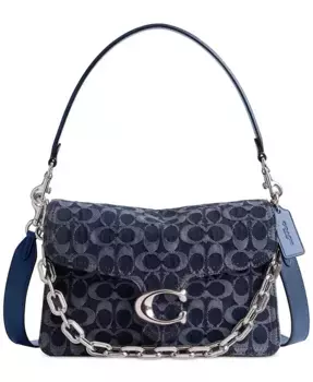 Сумка через плечо Small Chain Tabby из фирменного денима COACH, синий