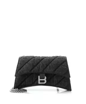 Сумка через плечо Small Crush с цепочкой, стеганая из денима Pre-Owned Balenciaga, черный