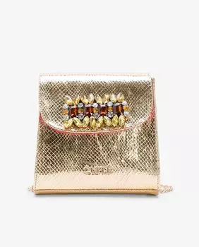 Сумка через плечо со стразами и ручкой-цепочкой Cupl, золотой