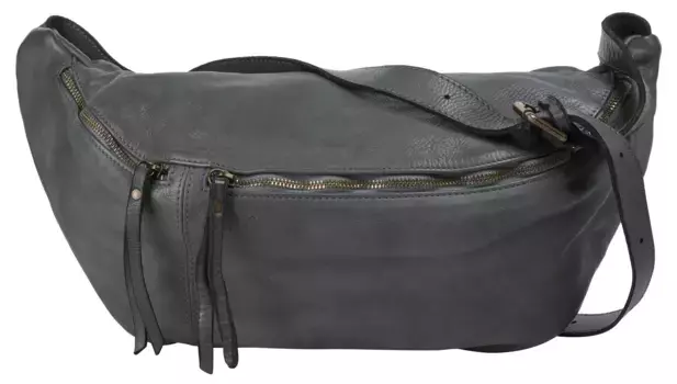 Сумка через плечо сорок°, натуральная кожа, производство Италия Forty°, серый
