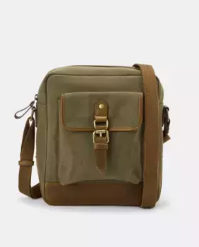 Сумка через плечо среднего размера из ткани и кожи Emidio Tucci, хаки