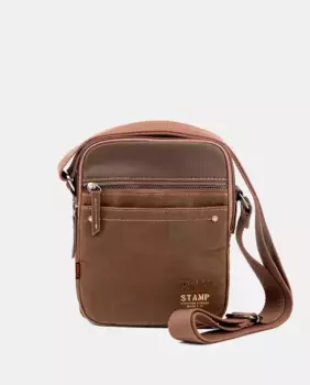 Сумка через плечо среднего размера из вощеного хлопка темно-серого цвета с передним карманом Stamp, цвет Topo