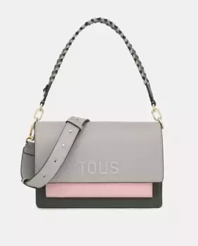 Сумка через плечо среднего размера с застежкой-кнопкой и клапаном Tous, серый