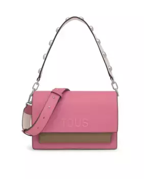 Сумка через плечо среднего размера с застежкой-кнопкой и клапаном Tous, розовый