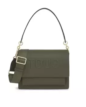 Сумка через плечо среднего размера с застежкой-кнопкой и клапаном Tous, хаки