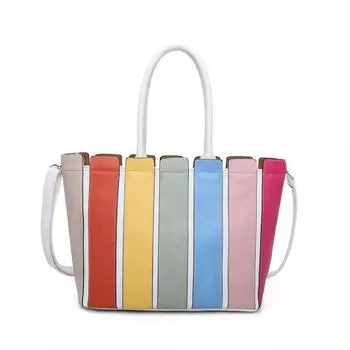 Сумка через плечо среднего размера в разноцветную полоску Kitise, белый