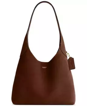 Сумка через плечо Suede Brooklyn Small 28 COACH, коричневый