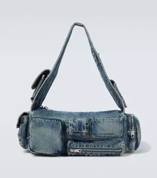 Сумка через плечо Superbusy Sling Small из денима Balenciaga, Vintage Blue