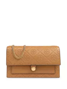 Сумка через плечо T Monogram Tory Burch, коричневый