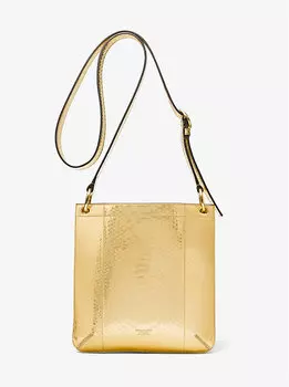 Сумка через плечо Tate Small Metallic Python из тисненой кожи Michael Kors, золотой