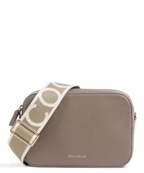 Сумка кросс-боди Coccinelle Tebe кожаная на ремне с принтом, бежевый