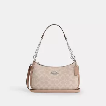 Сумка через плечо Teri COACH, серебряный/песочный/серо-коричневый