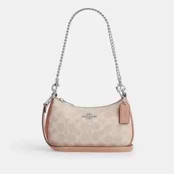 Сумка через плечо Teri Mini COACH, серебряный/песочный/серо-коричневый