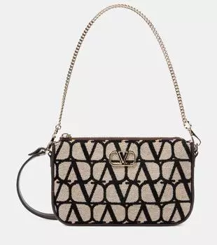 Сумка через плечо Toile Iconographe Mini из холста Valentino Garavani, цвет naturale/nero/fondant