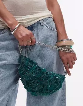 Сумка через плечо Topshop Sian с пайетками в бирюзовом цвете