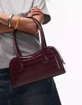 Сумка через плечо Topshop Simba из бордовой крокодиловой кожи